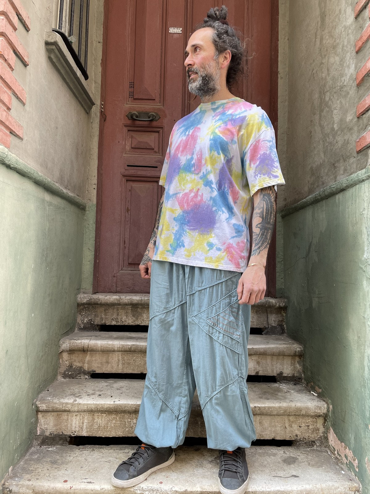 Batik Tasarım Pembe Mavi Bluz