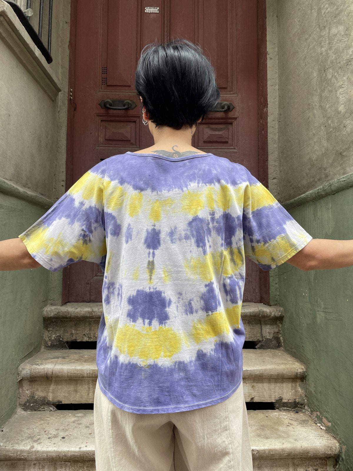 Batik Tasarım Lila Sarı Bluz