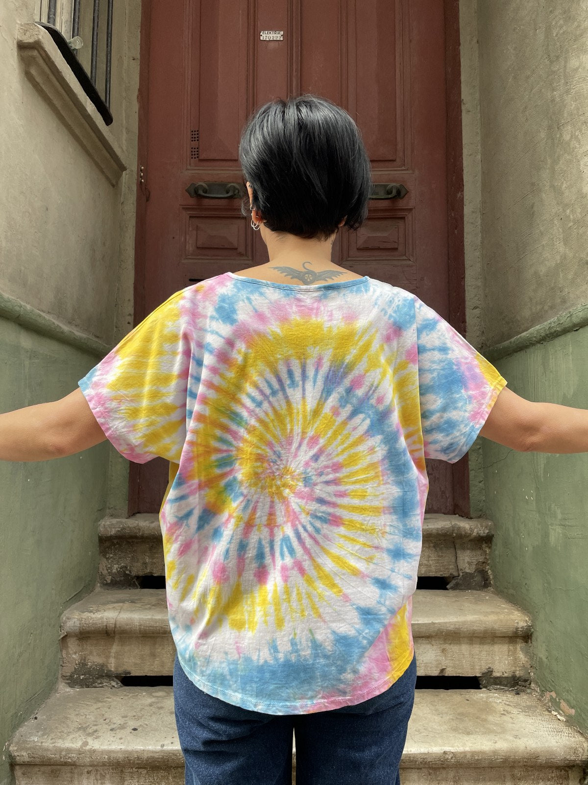 Batik Tasarım Mavi Sarı Bluz