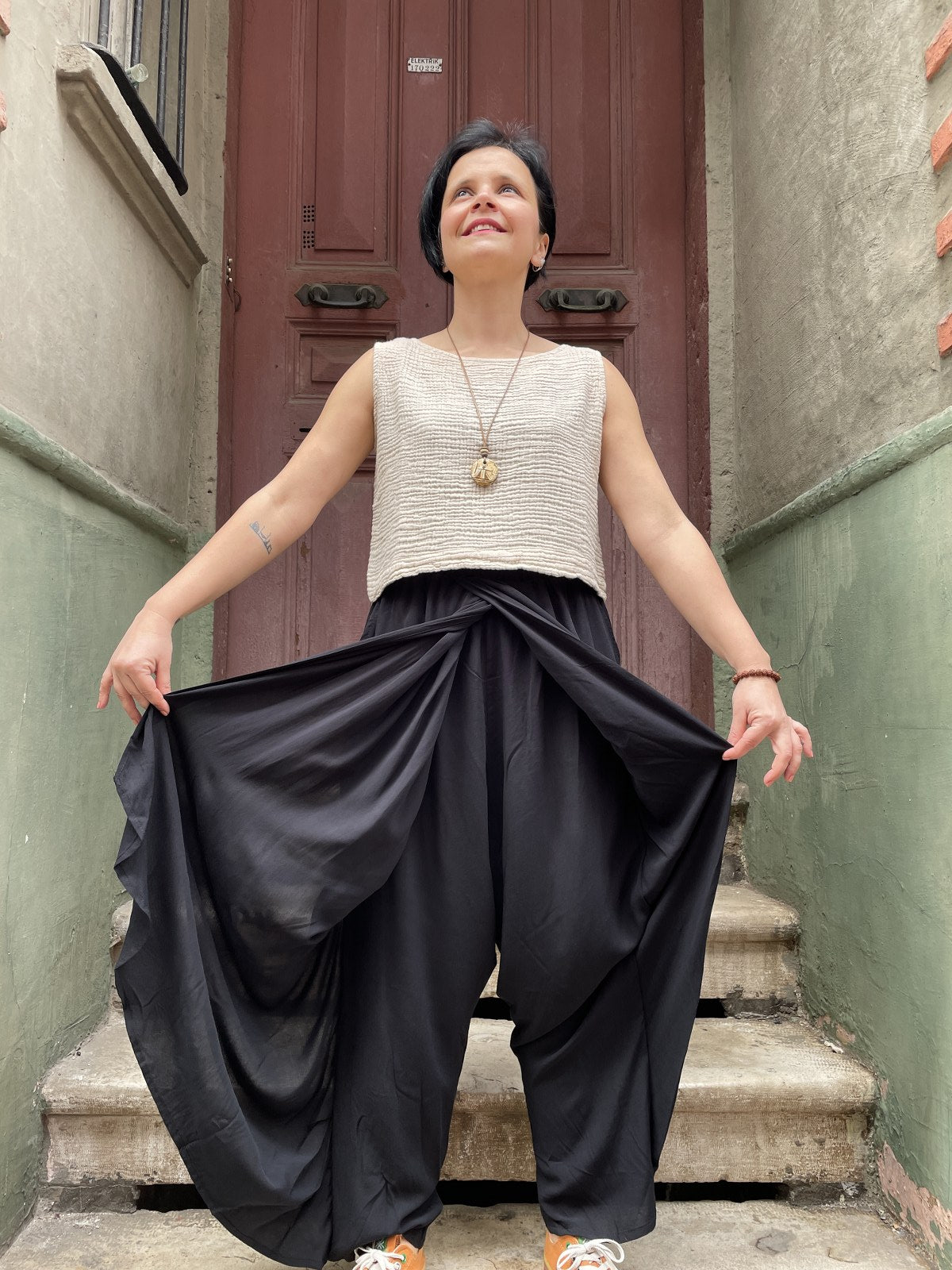 Bohem Anvelop Bol Siyah Pantolon