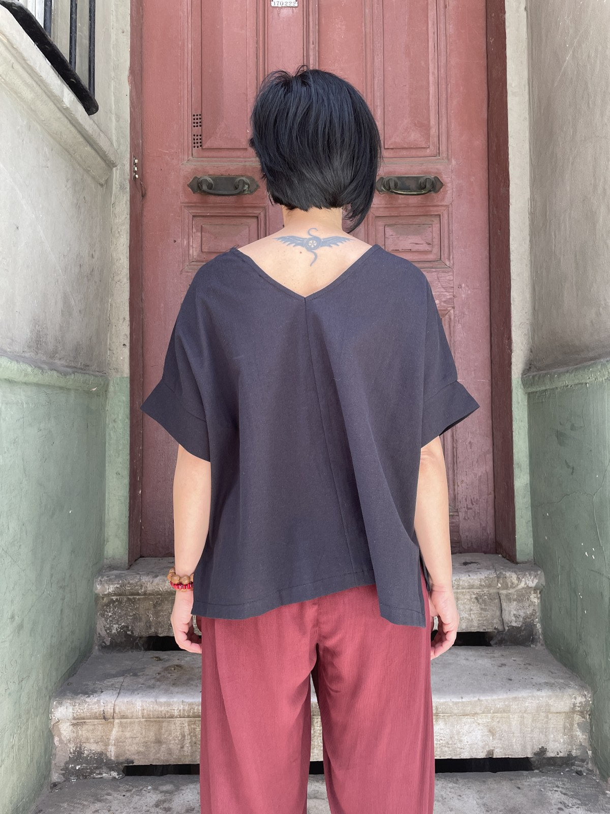 Bohem Düz V Yaka Salaş Bluz