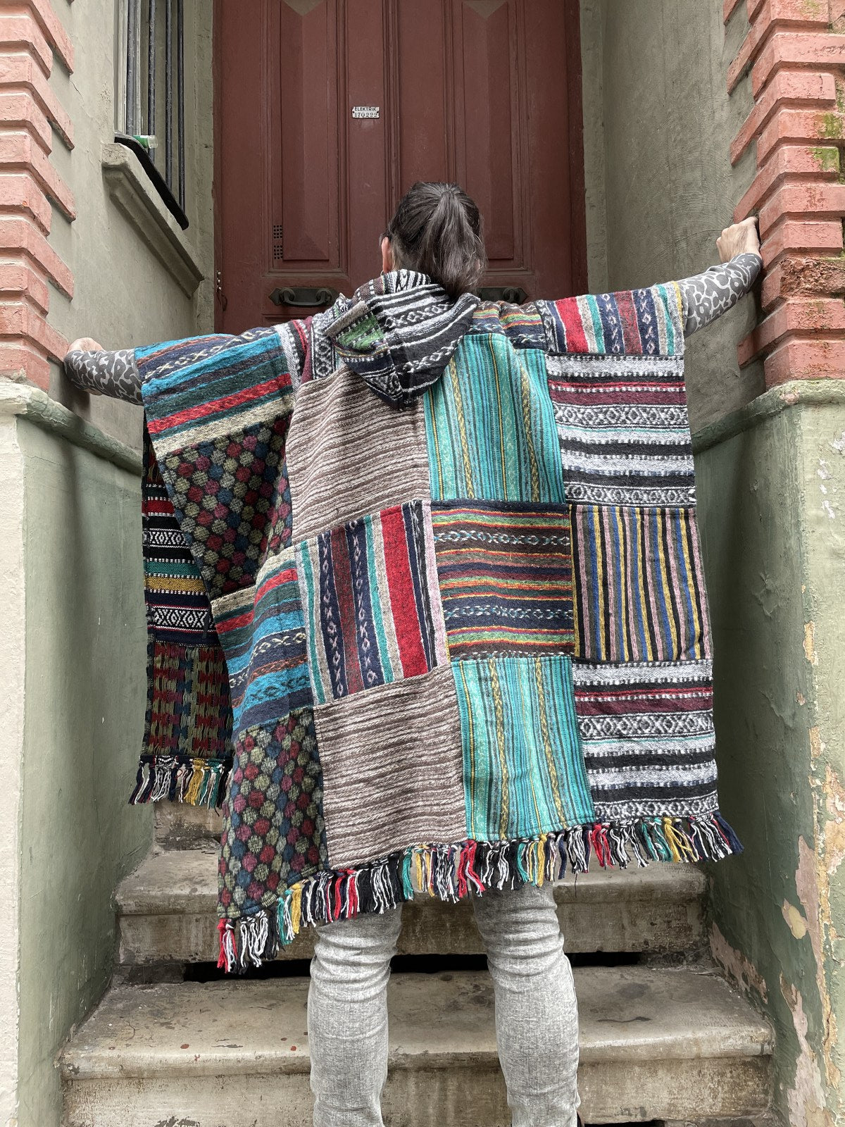 Unisex Nepal Gheri Bordo Mor Panço