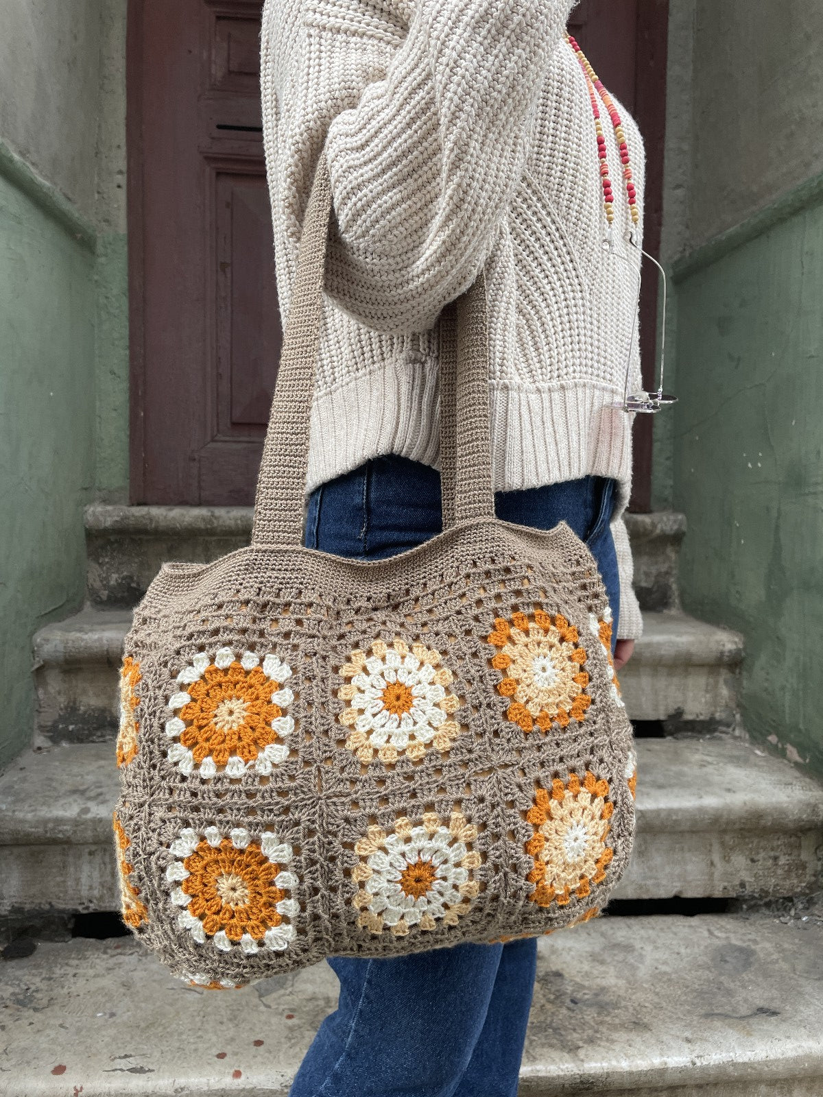 Bohem Patchwork Kahve Çanta