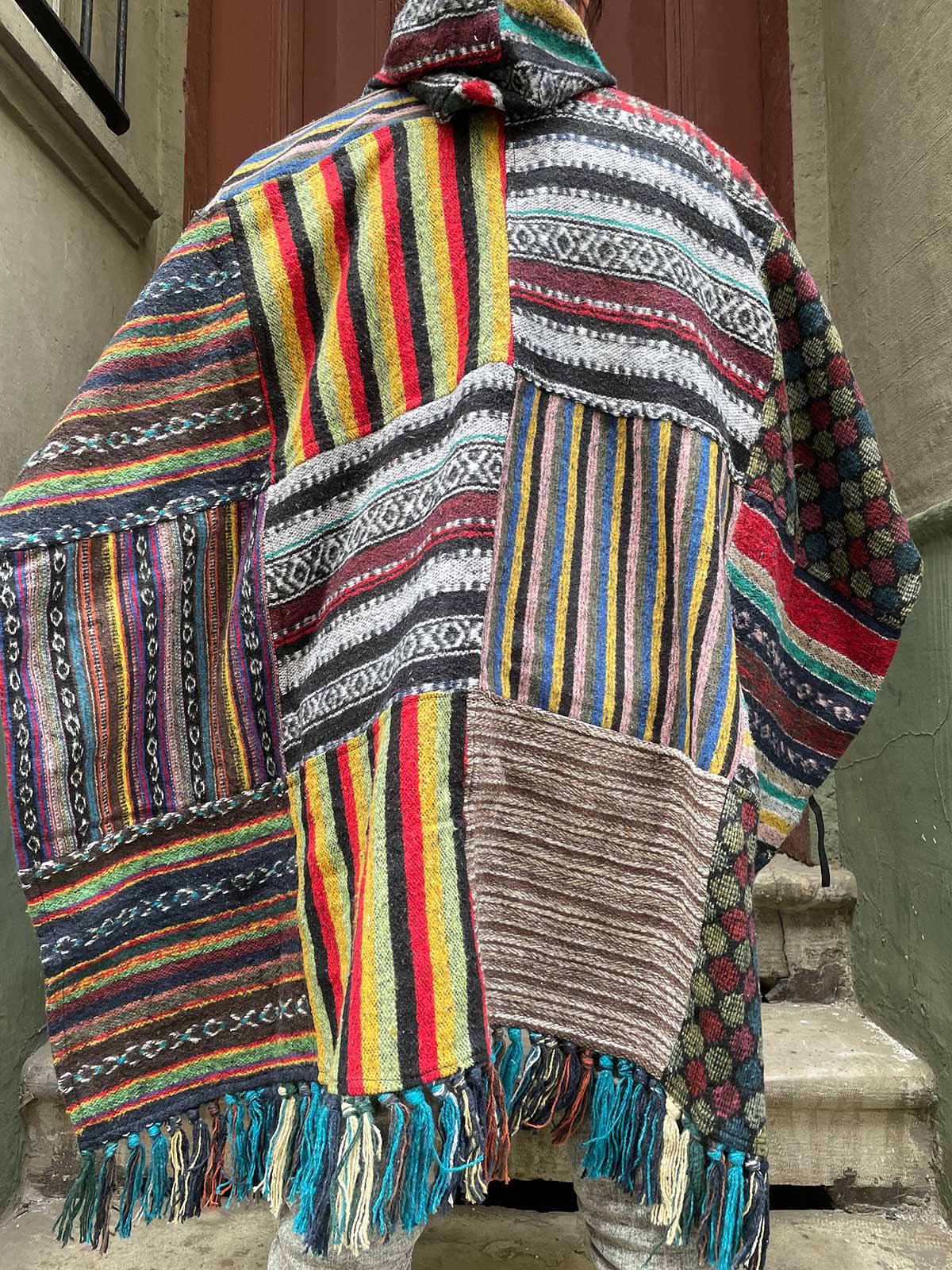 Unisex Nepal Patchwork Turkuaz Gheri Panço