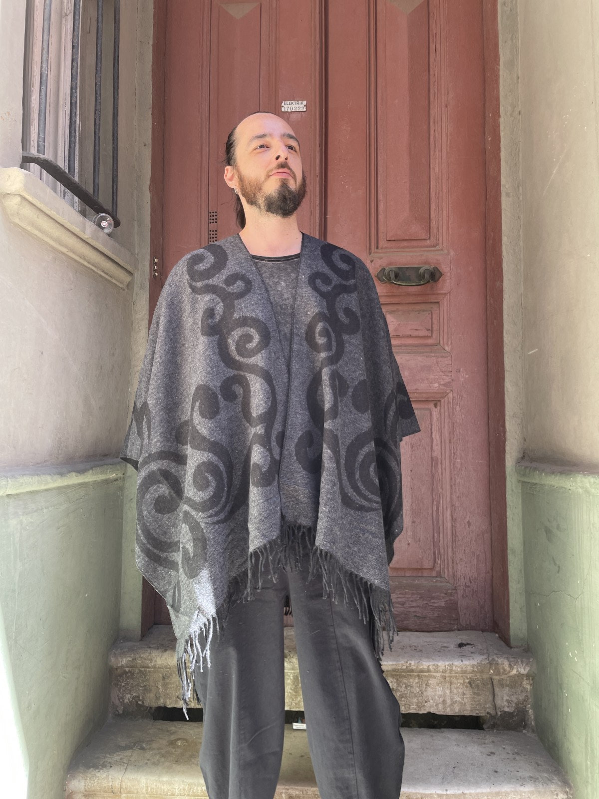 Recycle Çift Taraflı Unisex Motifli Panço