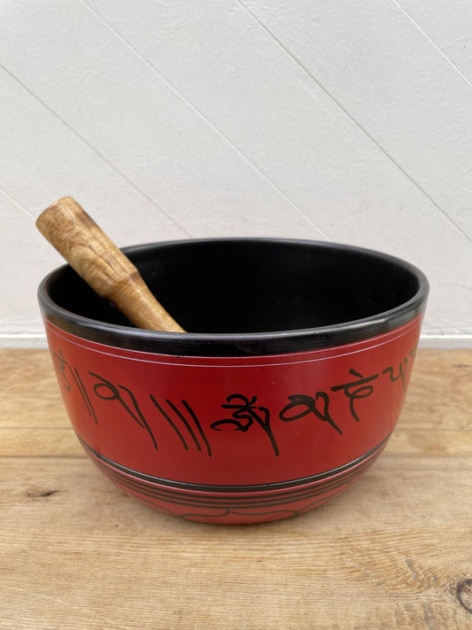 Kırmızı Tibet Terapi Meditasyon Ses Çanağı Singing Bowl