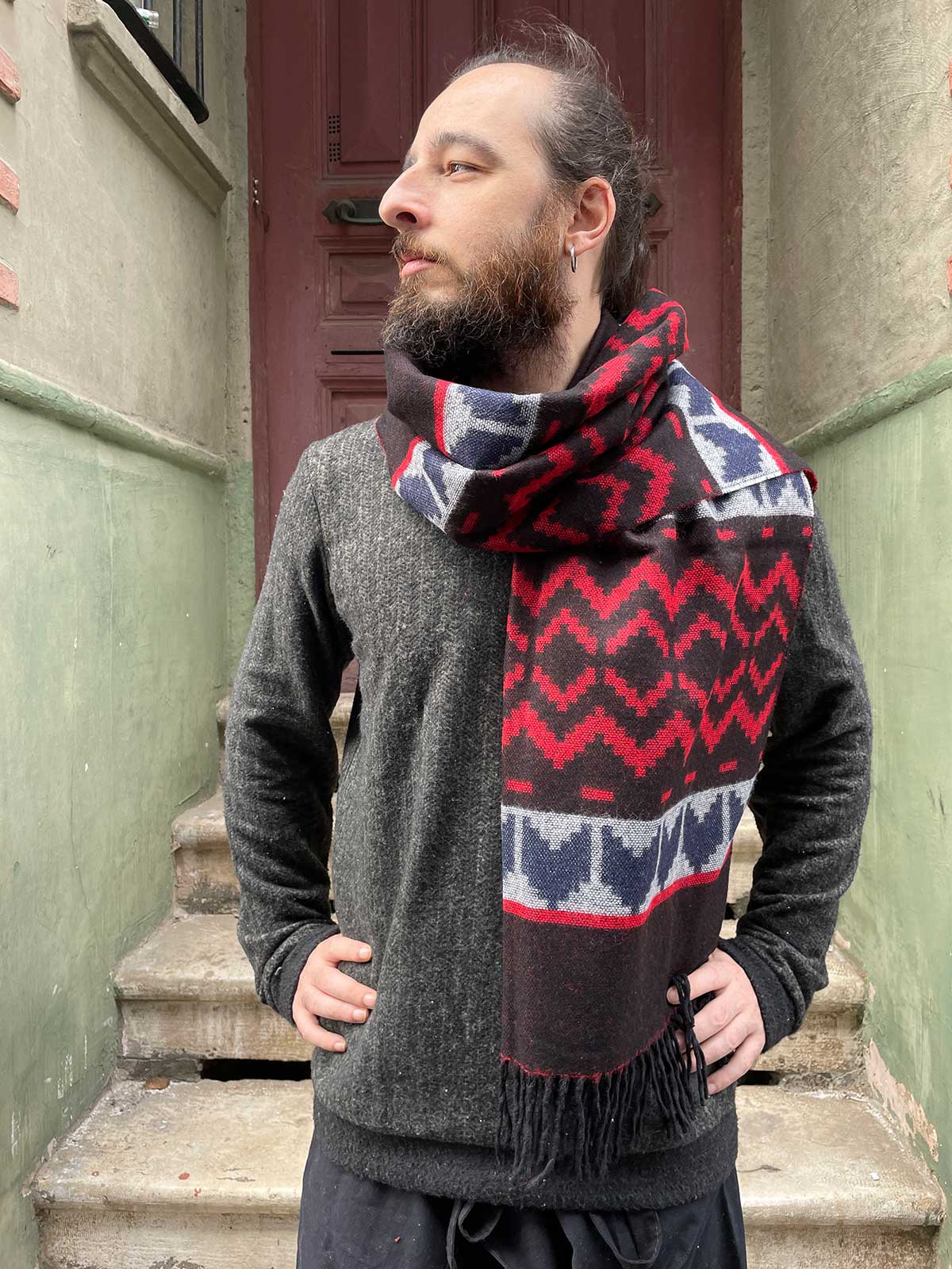 Bohem Unisex Çift Taraflı Şal