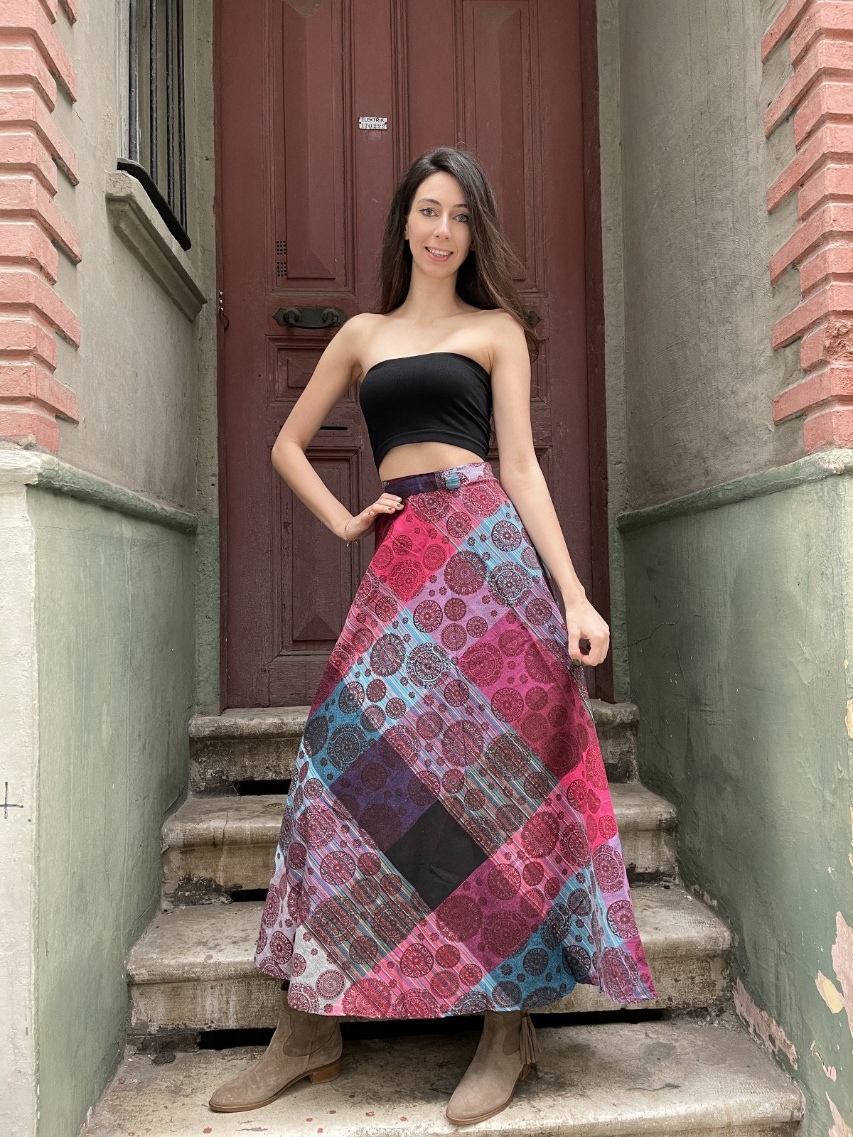 Nepal Bohem Bağlamalı Mandala Etek