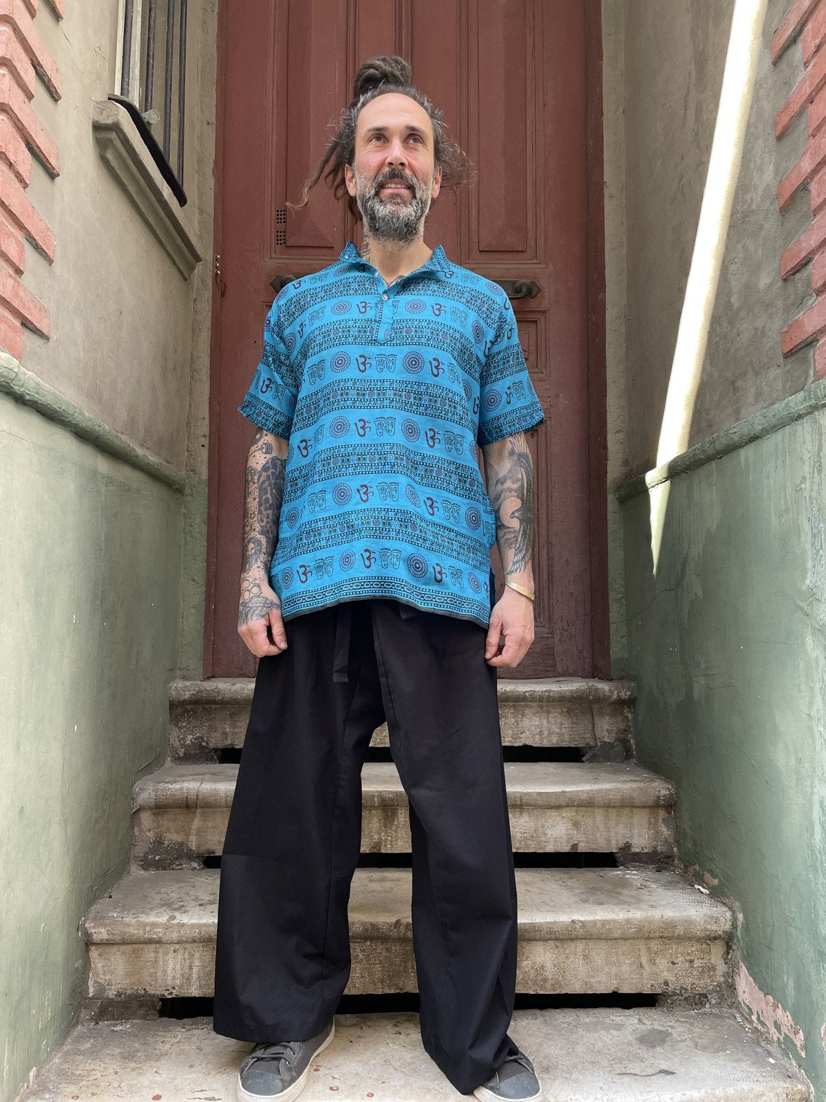 Nepal Hakim Yaka Kısa Kollu Gömlek