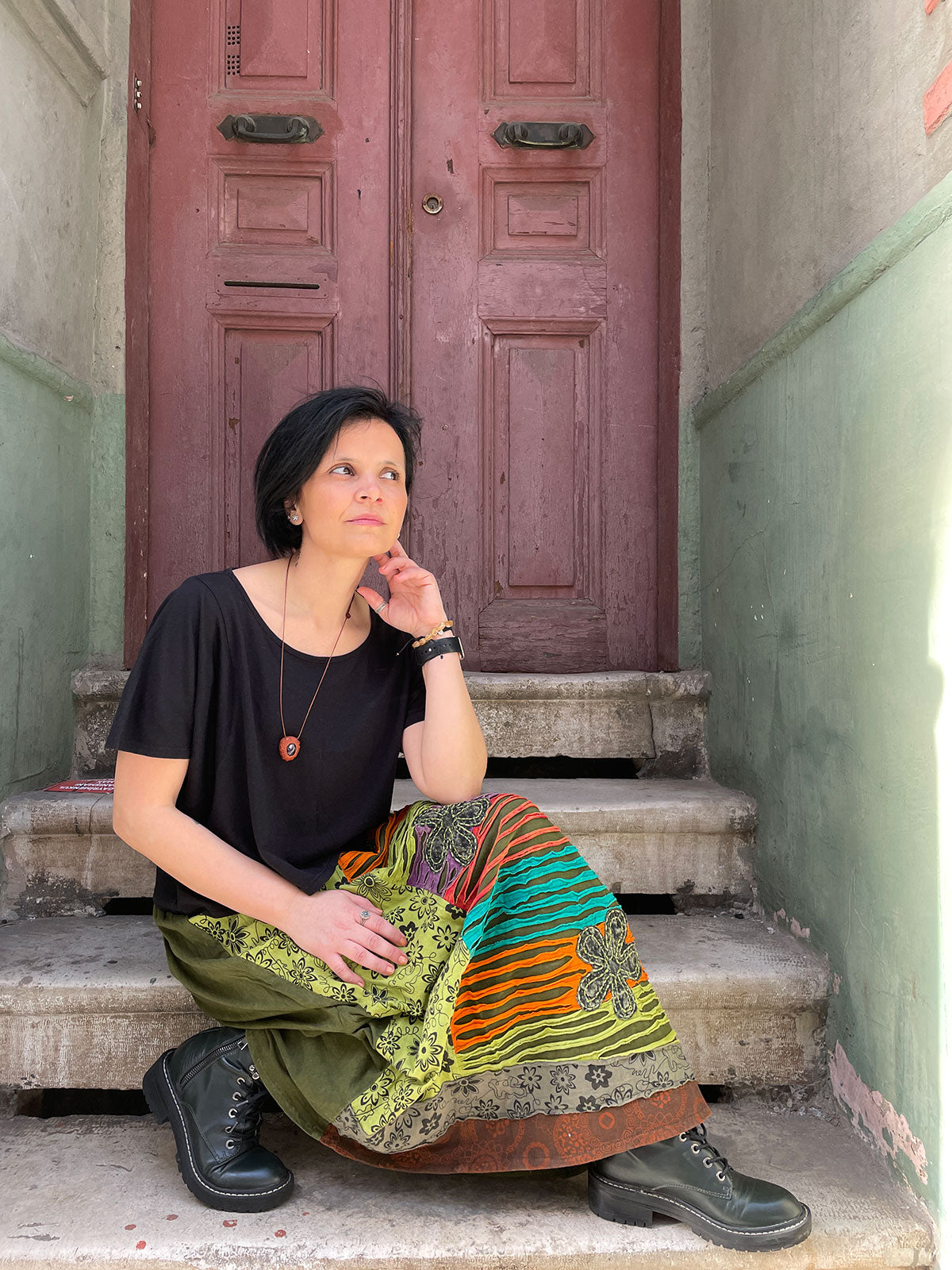 Bohem Nepal Çiçekli Etek