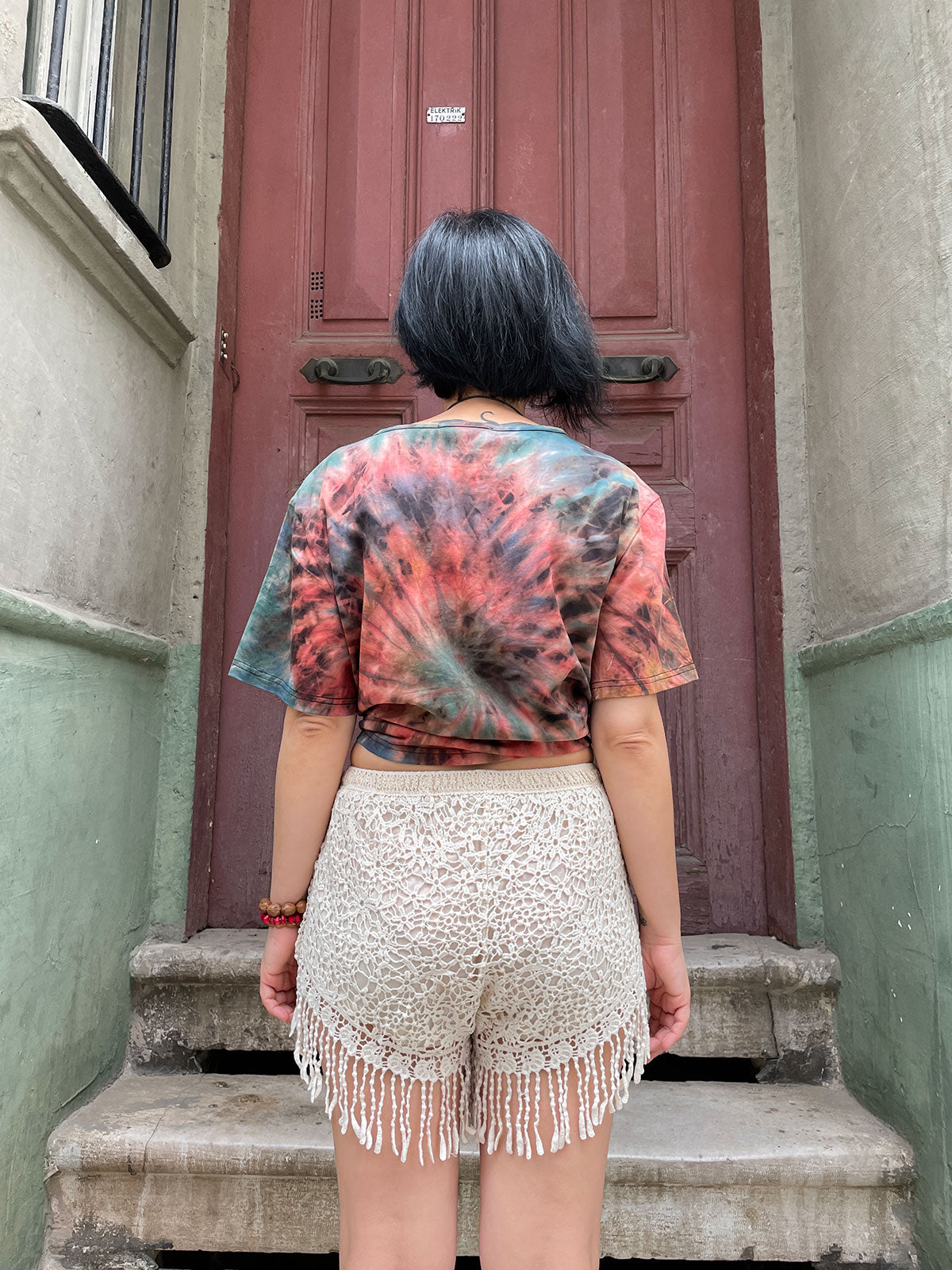 Women's Lacy Cream Tasseled Shorts