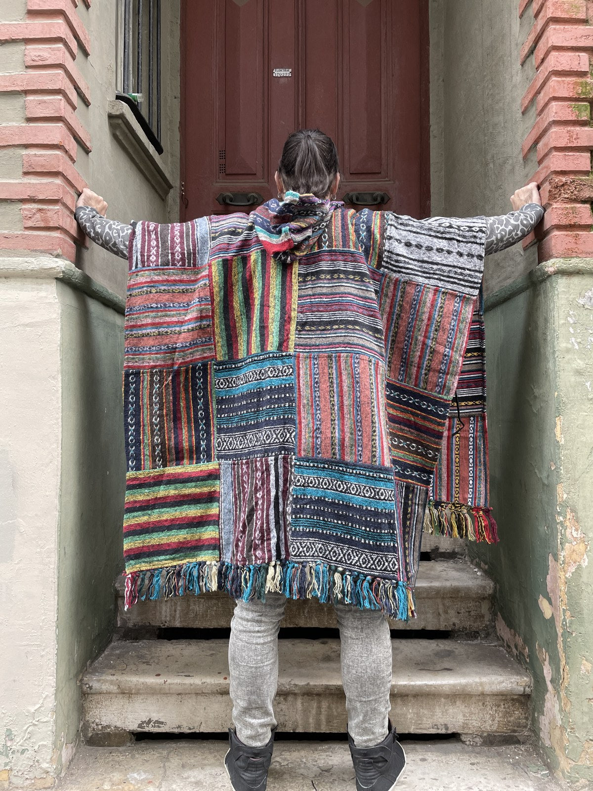 Unisex Nepal Gheri Siyah Beyaz Bordo Panço