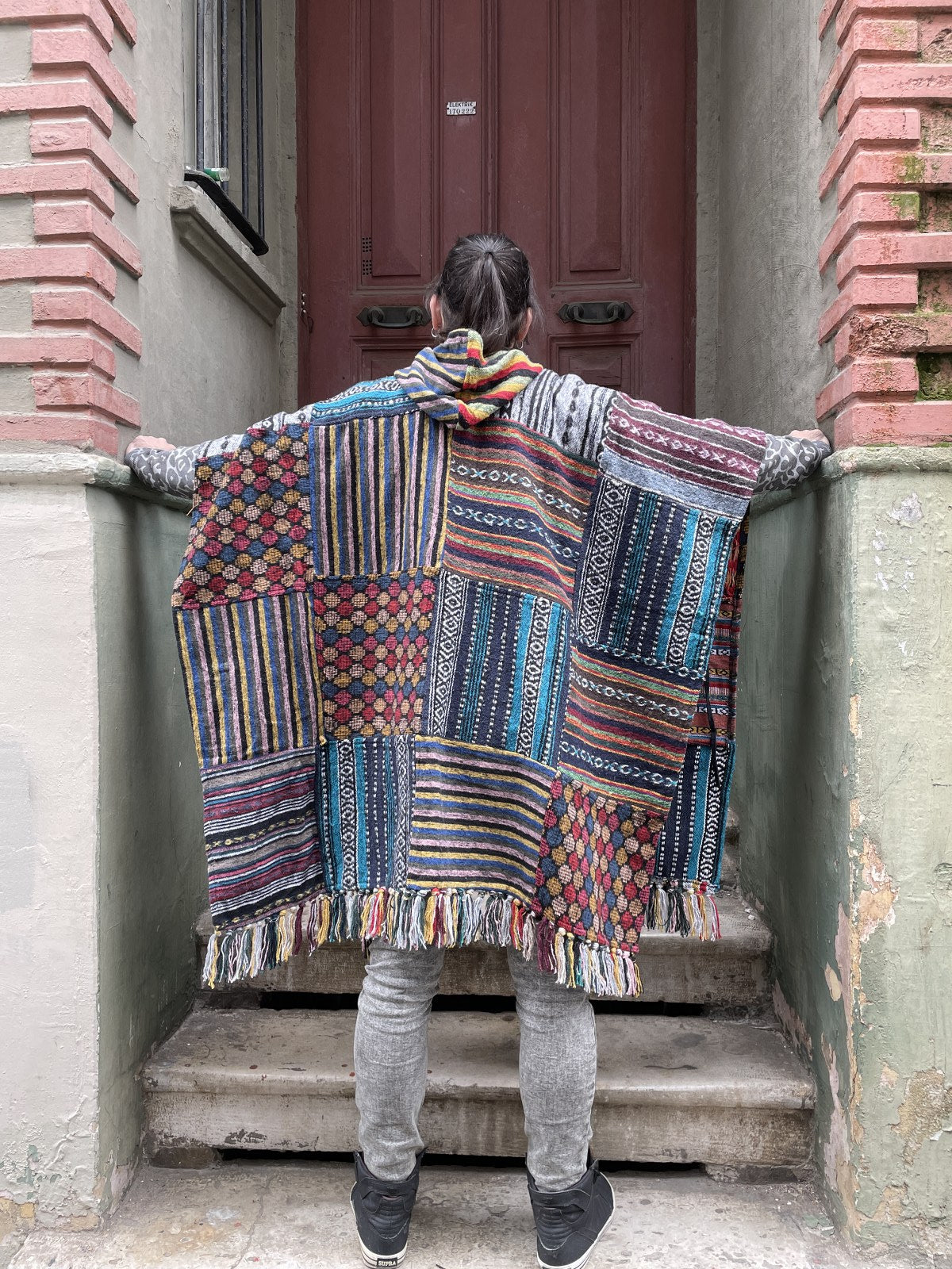 Unisex Nepal Gheri Turkuaz Gri Panço