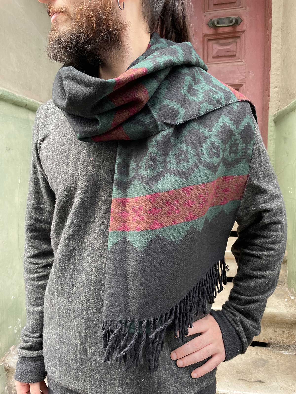 Bohem Unisex Çift Taraflı Şal