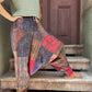 Unisex Nepal Patchwork Mavi Gri Şalvar Pantolon