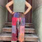 Unisex Nepal Patchwork Mavi Gri Şalvar Pantolon