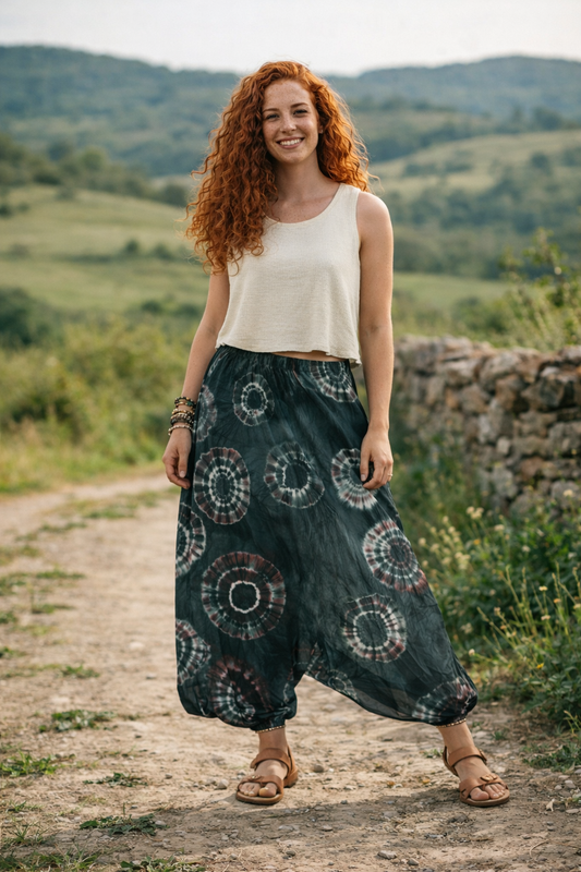 Maya | Batik Desenli %100 Pamuk Kadın Bohem Şalvar Pantolon