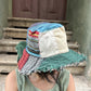 Bohem Unisex Nepal Pure Hemp Mavi Bej Patchwork Şapka, %100 pamuk ve hemp malzemeden el yapımı. Bohem tarzınızı yansıtın, her mevsimde rahatlık ve şıklık katın. Şimdi keşfedin!