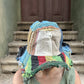 Unisex Nepal Pure Hemp mavi Bob Marley patchwork şapka, bohem tarzda, renkli kumaşlardan el yapımı.