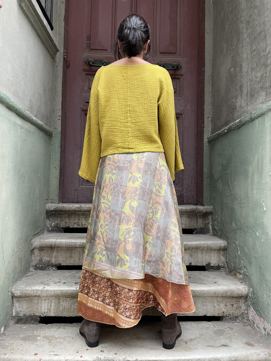 Bohem_Sari_Bej_Kahve_Yesil_cift_Tarafli_Baglamali_ipek_Etek