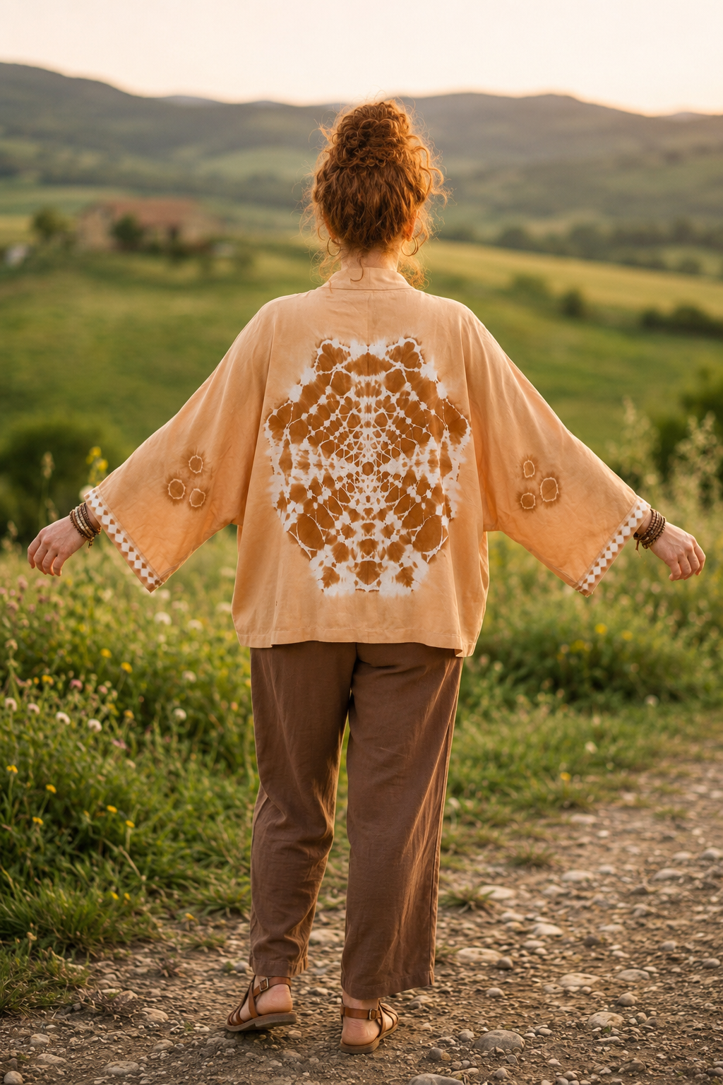 Sahara Bohem Batik Kimono – El Boyama Desenli Salaş Kesim Kadın Kimono