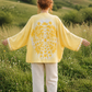 Lemon Glow Bohem Batik Kimono – El Boyama Desenli Salaş Kesim Kadın Kimono