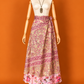 Çift Taraflı Uzun İpek Etek – Soft Pembe Desenli Bohem Sarong Etek ve Elbise