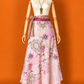 Çift Taraflı Uzun İpek Etek – Soft Pembe Desenli Bohem Sarong Etek ve Elbise