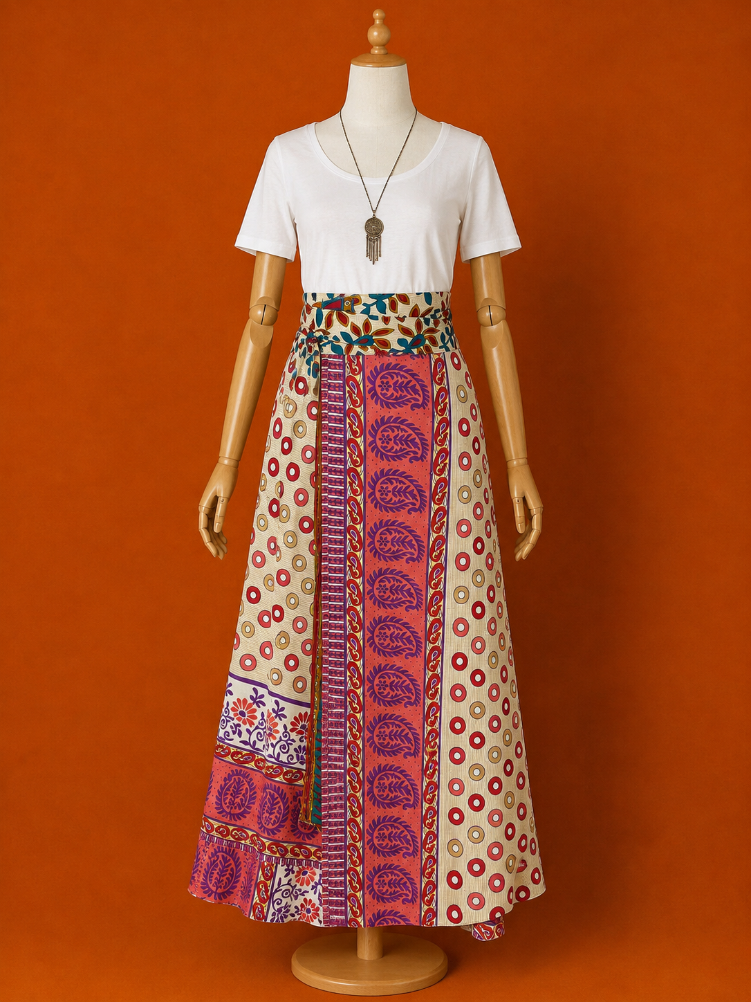 Çift Taraflı Kısa İpek Etek – Paisley Desenli Bohem Sarong Etek ve Elbise