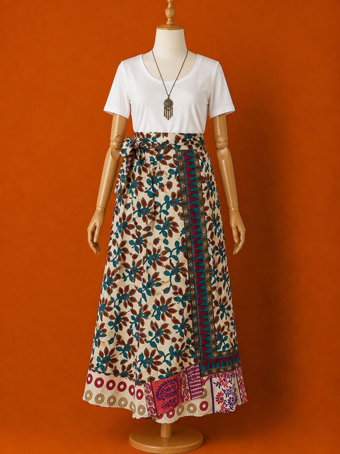 Çift Taraflı Kısa İpek Etek – Paisley Desenli Bohem Sarong Etek ve Elbise