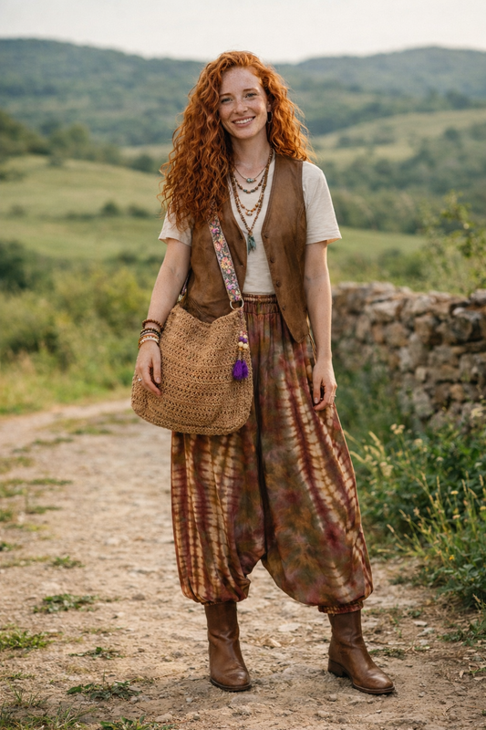 Arya | Batik Desenli %100 Pamuk Kadın Bohem Şalvar Pantolon