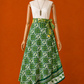 Çift Taraflı Kısa İpek Etek – Yeşil Desenli Desenli Bohem Sarong Etek ve Elbise