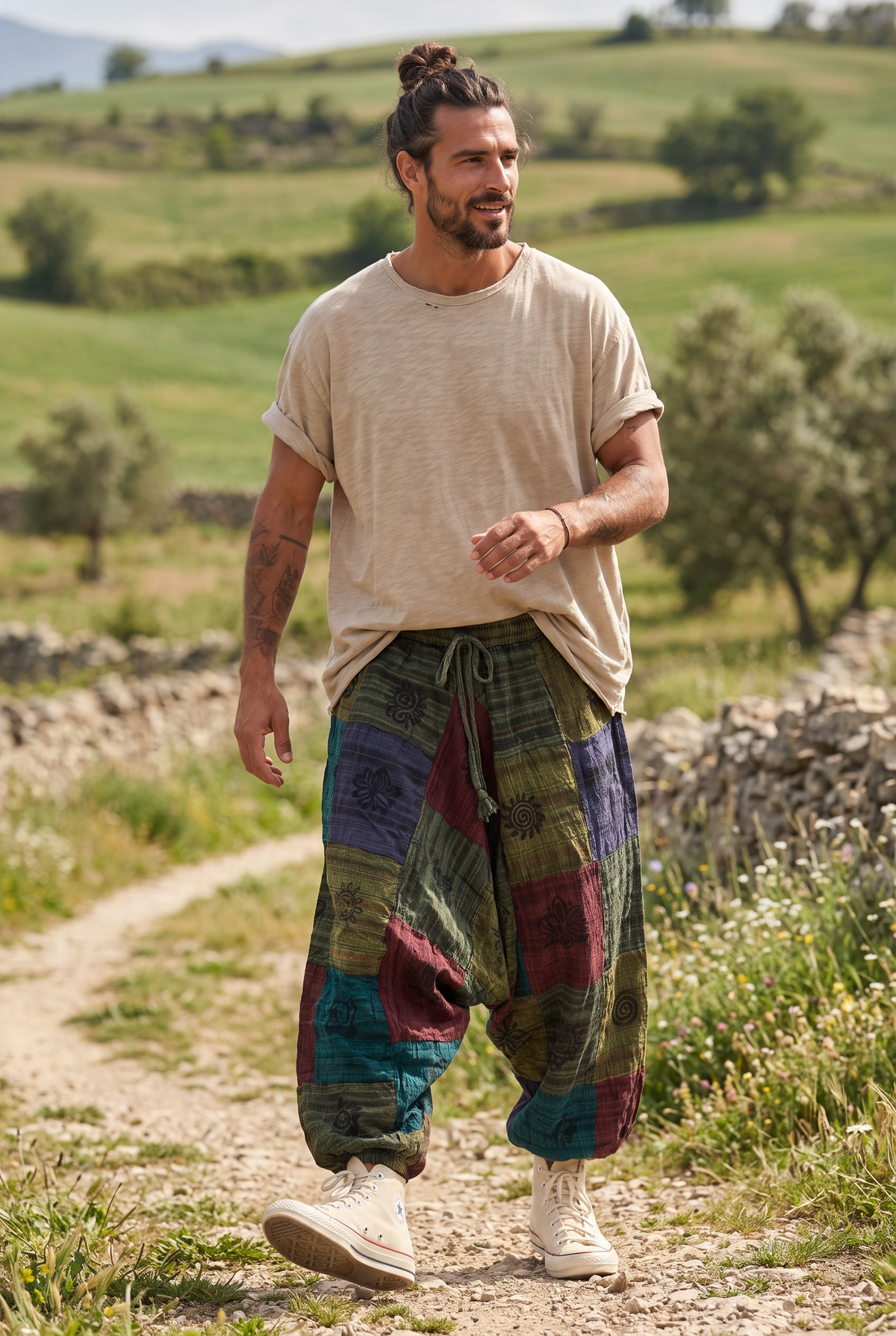 Terra Patchwork Erkek  Haki Şalvar Pantalon -  Büyük Beden Uyumlu