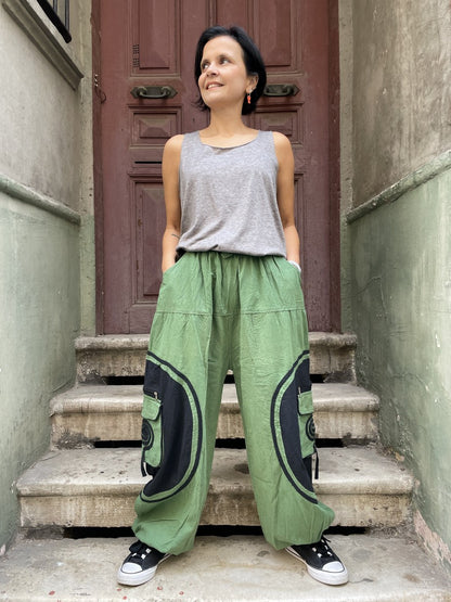 Kadın Nepal Pantolon – Lastikli Bel & Paça, Cepli Bohem Stil