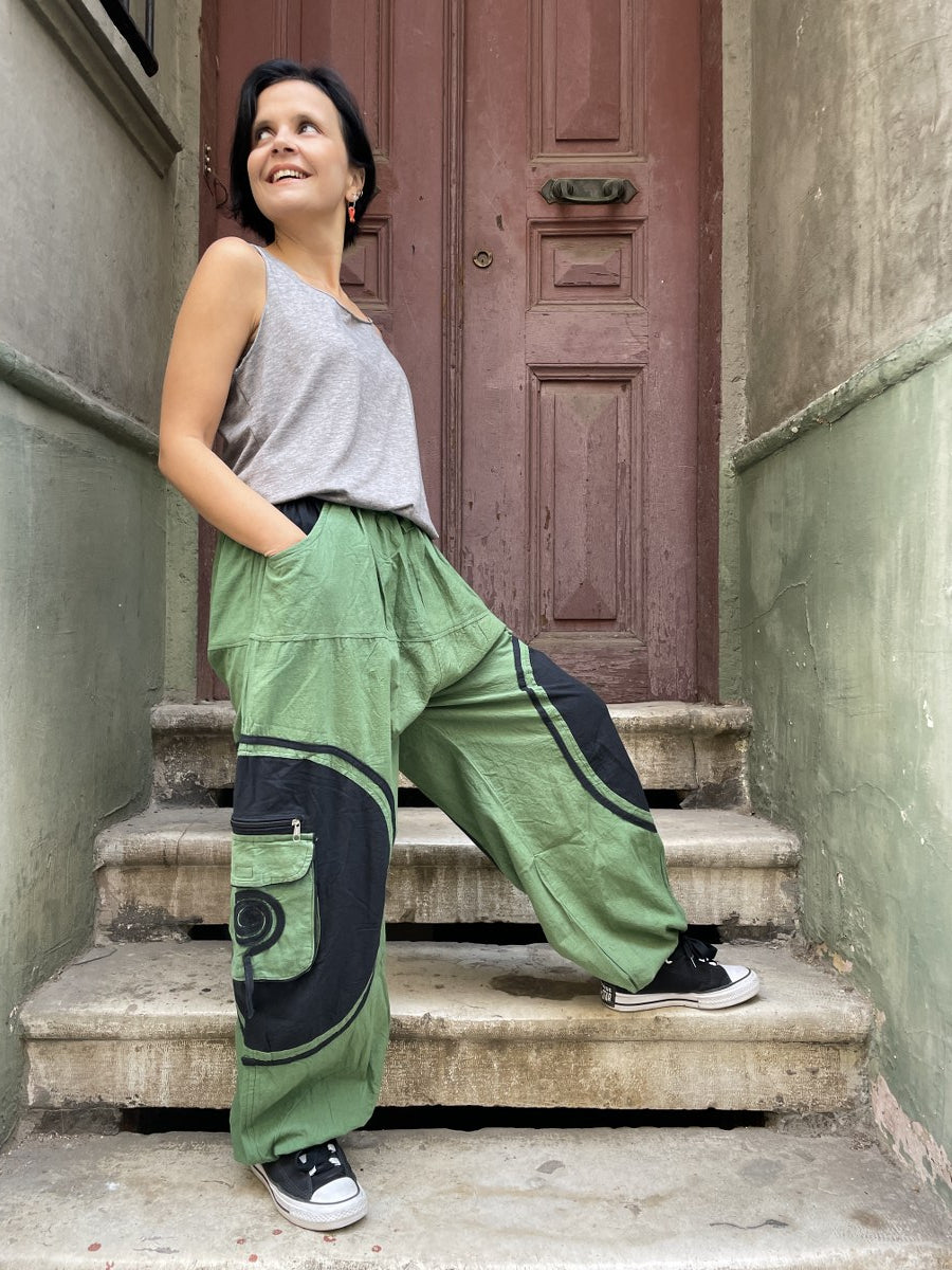 Kadın Nepal Pantolon – Lastikli Bel & Paça, Cepli Bohem Stil
