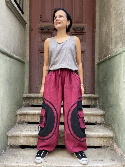 Kadın Nepal Pantolon – Lastikli Bel & Paça, Cepli Bohem Stil