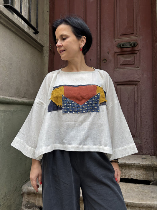 Özel Tasarım Patchwork Bluz – Gizemli Geometri