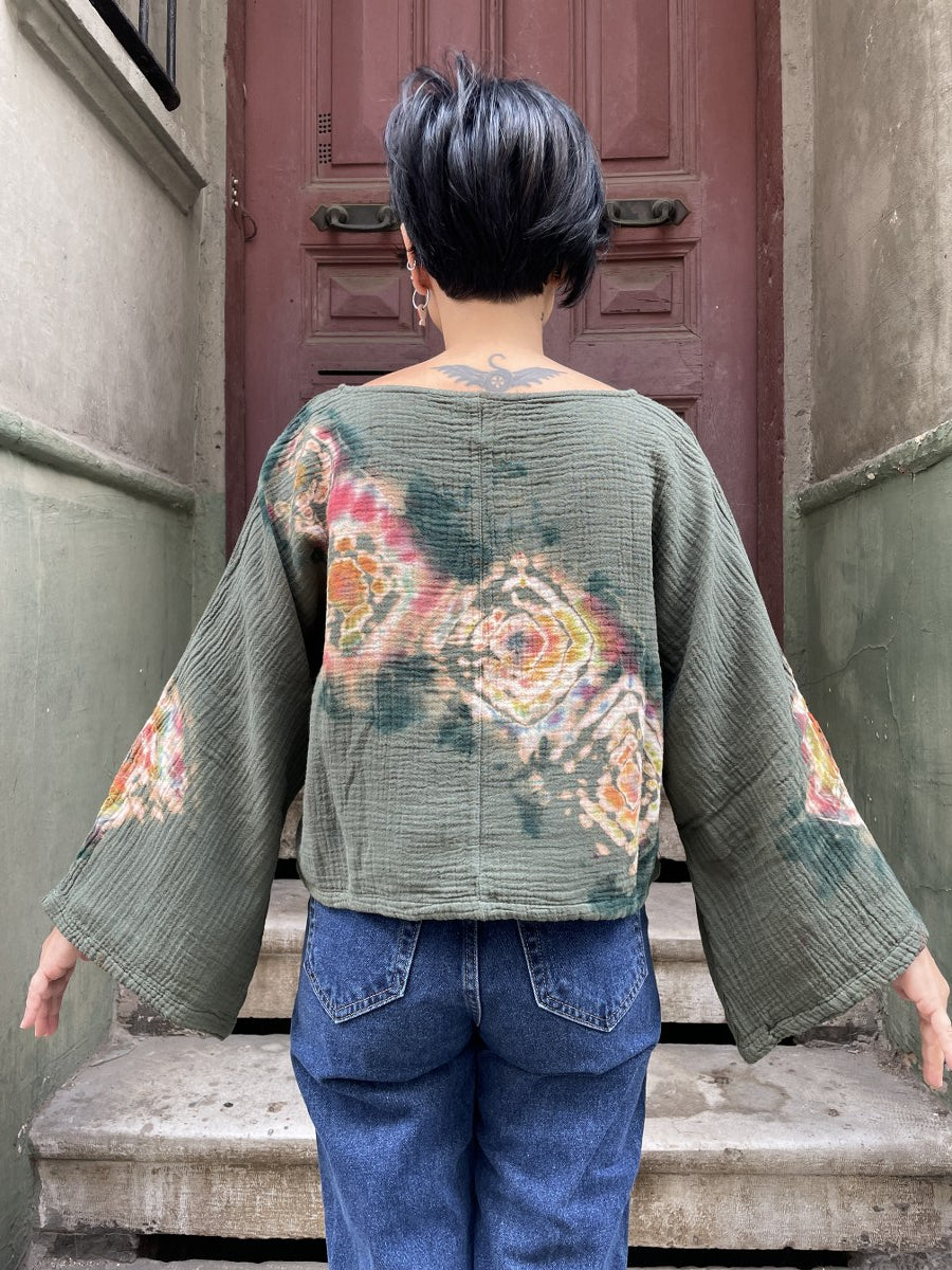 Batik Müslin Bluz – “Gaia” | El Boyaması,  Bohem Tasarım