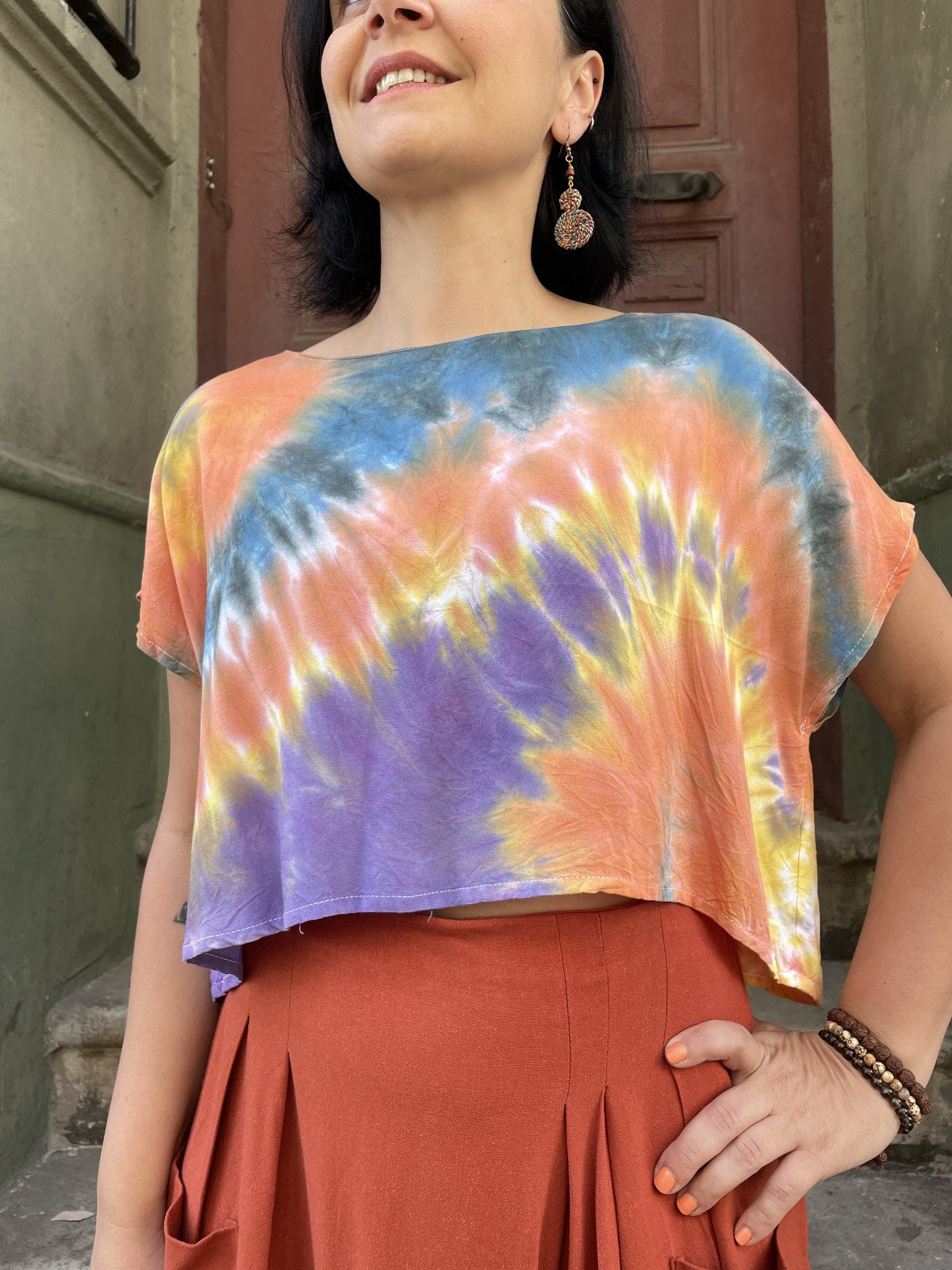 Batik Tasarım Kavun Mor Kadın Crop Bluz