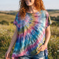 Spiral Batik Kadın Bluz  – Oversize Rahat Kesim – El Boyama Desenli