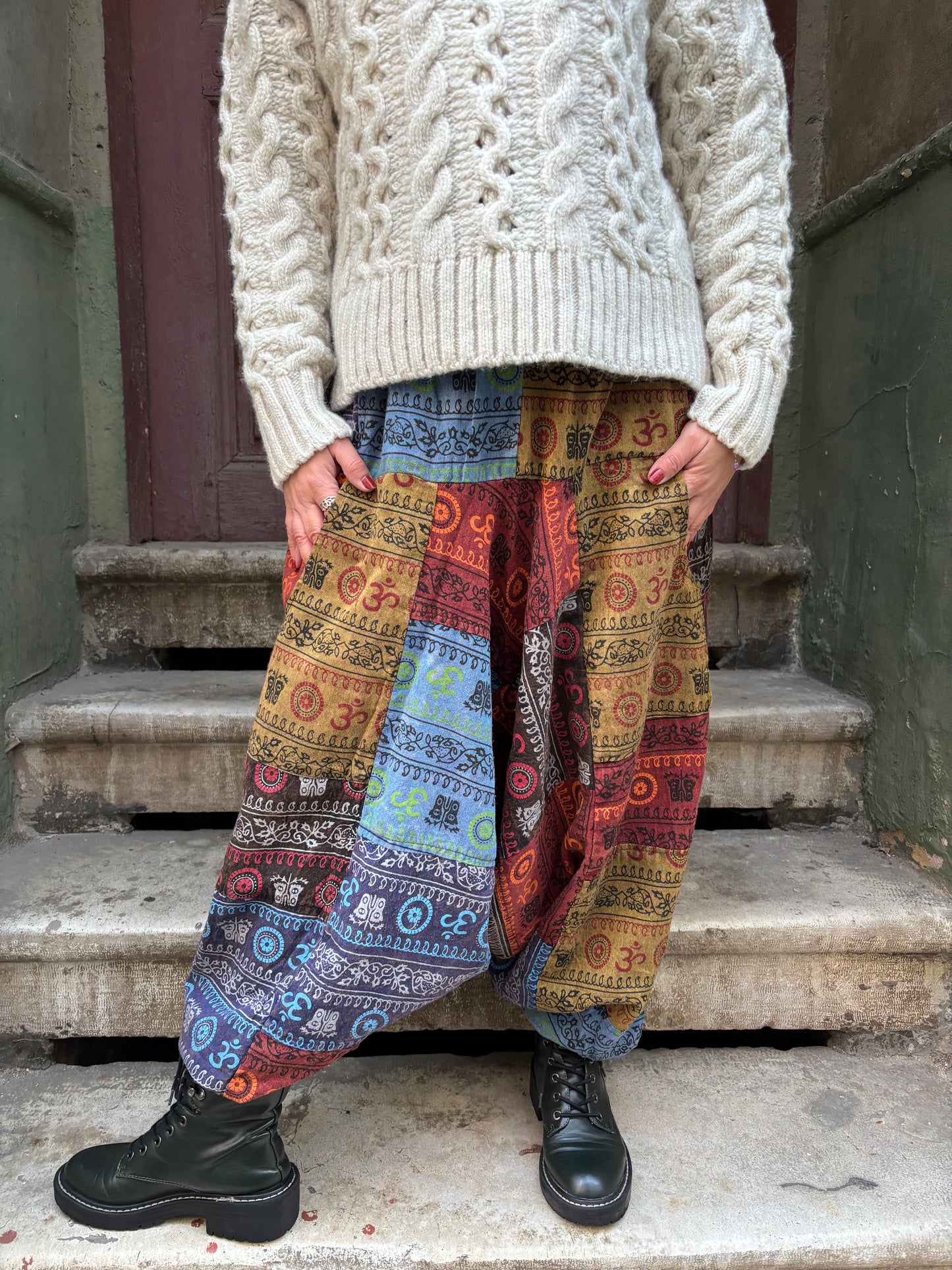 Bohem Nepal Aum Patchwork Kadın Pantolon