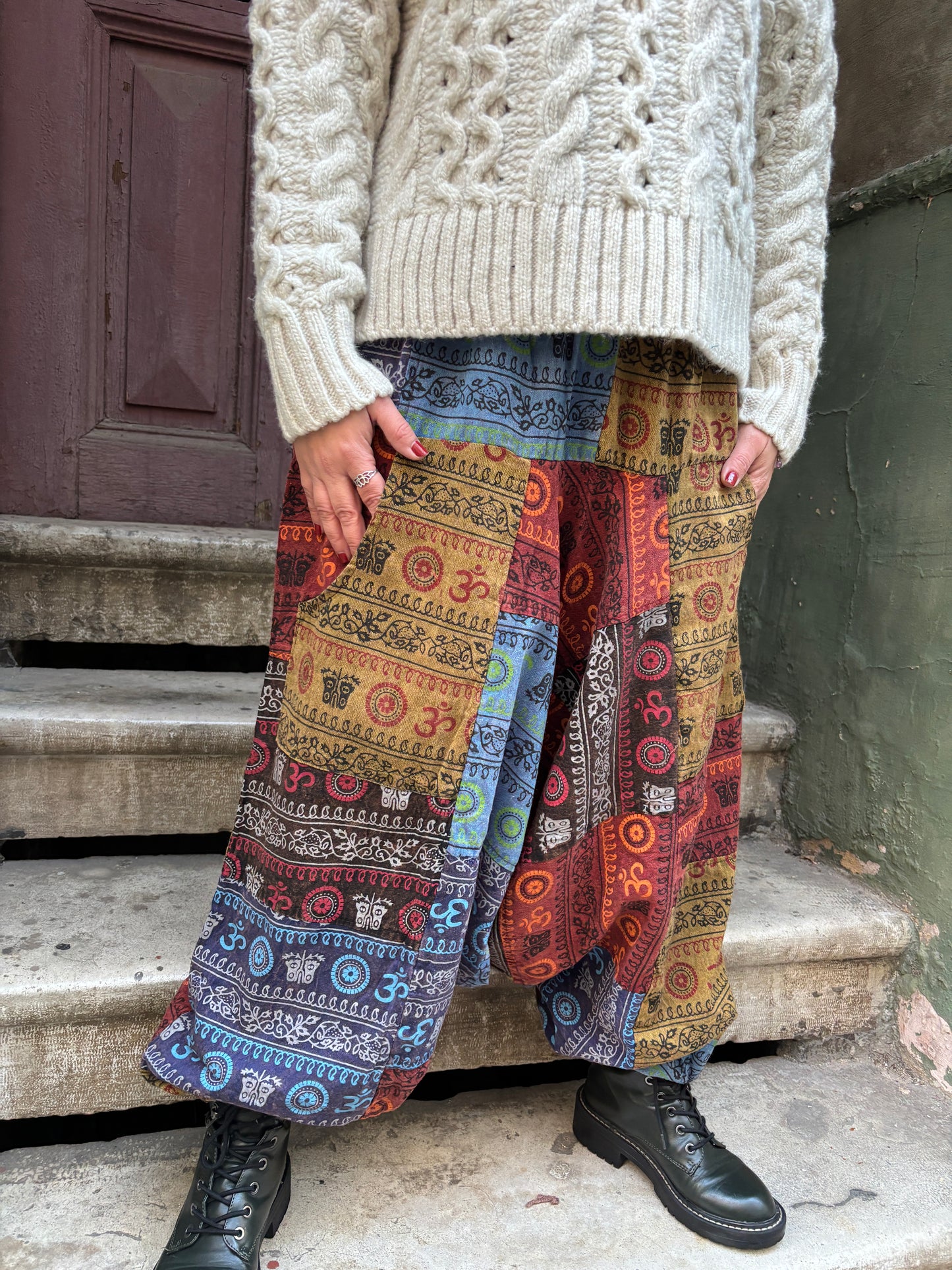 Bohem Nepal Aum Patchwork Kadın Pantolon