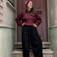 Siyah Kadın Kadife Salaş Pantolon - Lastikli Bel, Cepli | S-2XL
