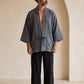 Kaito Antrasit Erkek Kimono – Dokulu Pamuklu Kumaş, Rahat Kesim