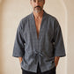 Kaito Antrasit Erkek Kimono – Dokulu Pamuklu Kumaş, Rahat Kesim