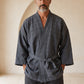 Ronin Antrasit Erkek Kimono – Dokulu Pamuklu Kumaş, Rahat Kesim