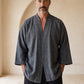 Ronin Antrasit Erkek Kimono – Dokulu Pamuklu Kumaş, Rahat Kesim