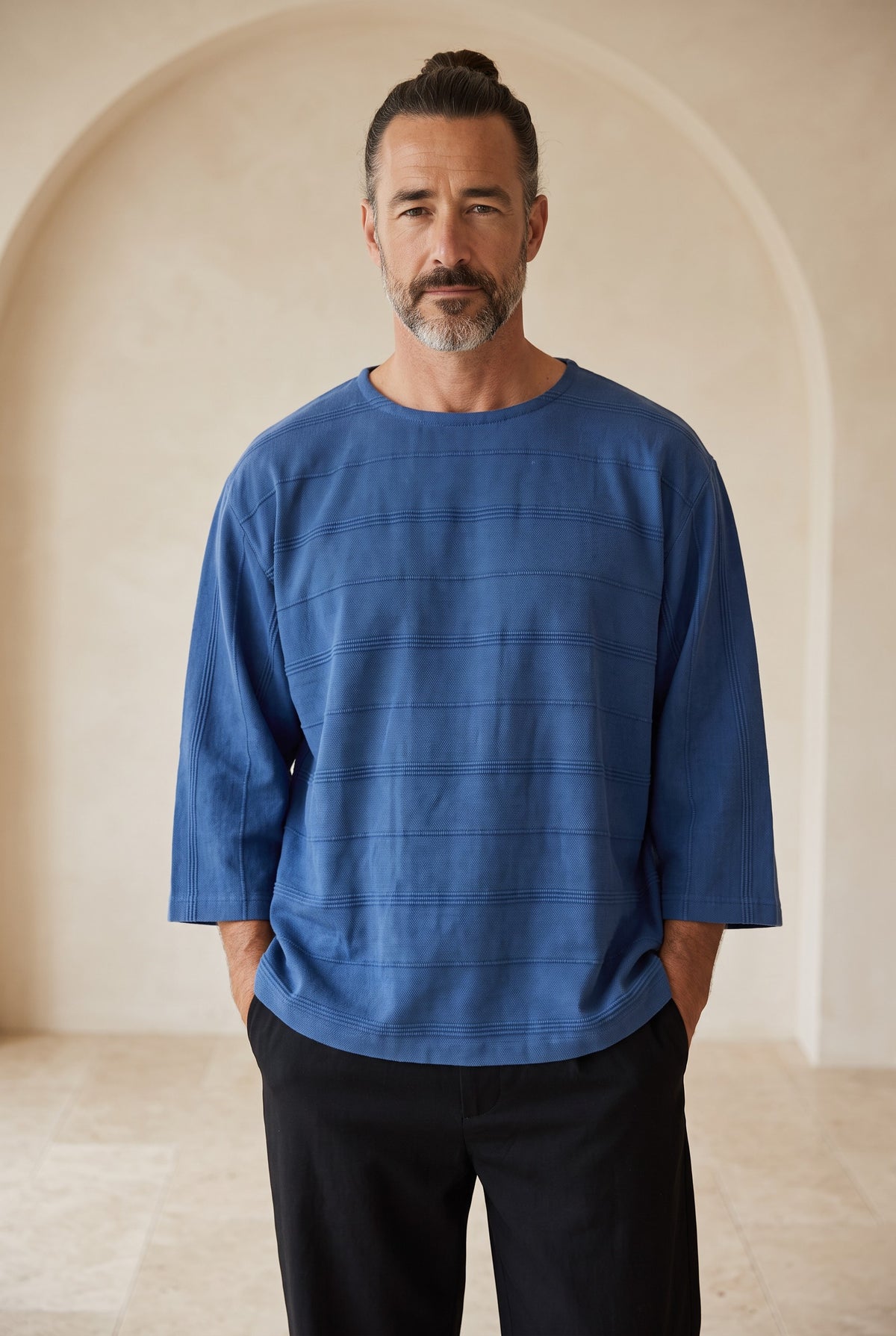 Sora Indigo Erkek Bluz – Doğal Pamuklu Kumaş, Oversize Rahat Kesim