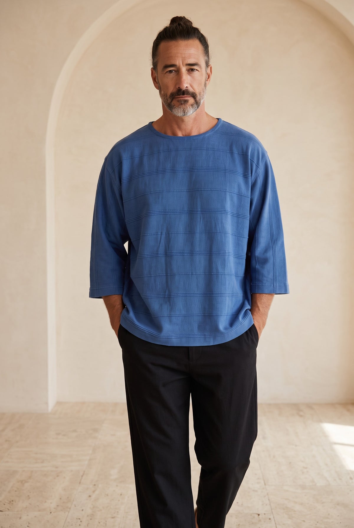 Sora Indigo Erkek Bluz – Doğal Pamuklu Kumaş, Oversize Rahat Kesim