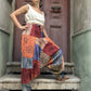 Unisex Nepal Patchwork Turuncu Güneş Kadın Pantolon Şalvar